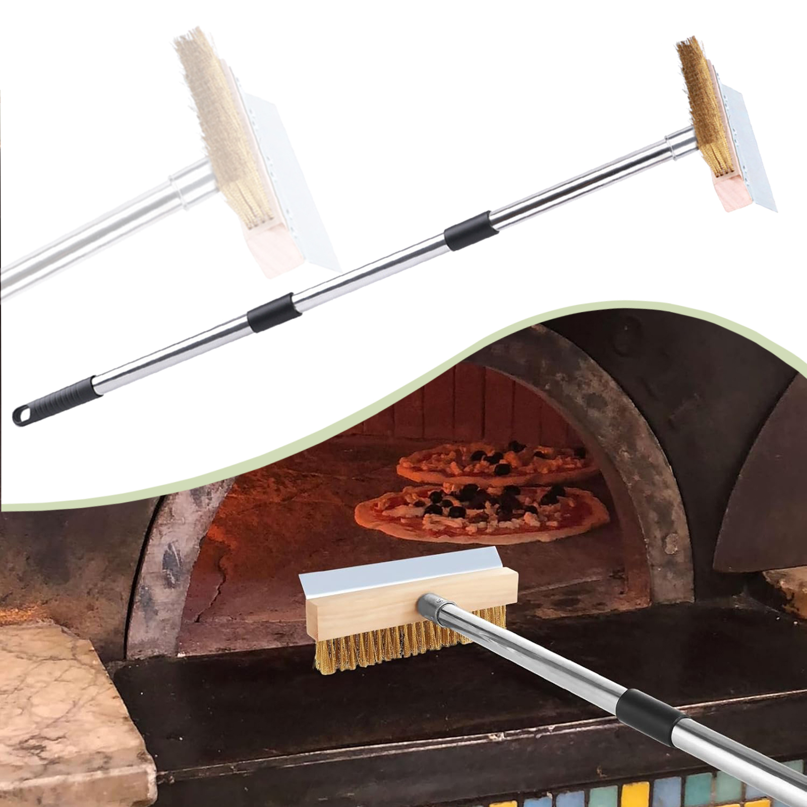 Pizza Stone Baking - فرشاة فرن البيتزا قابلة للتعديل، فرشاة