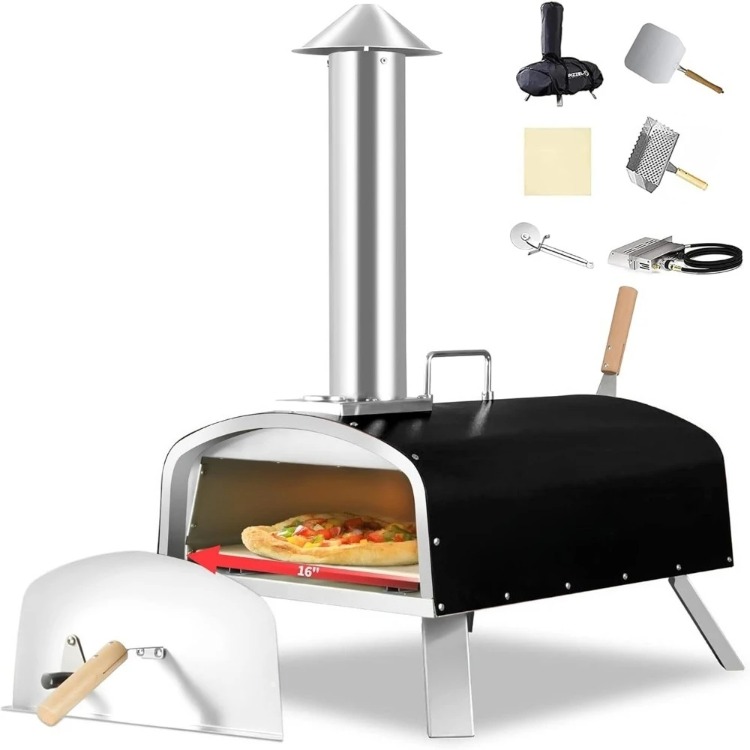 Pizza Stone Baking - فرن بيتزا خارجي 16 بوصة يعمل