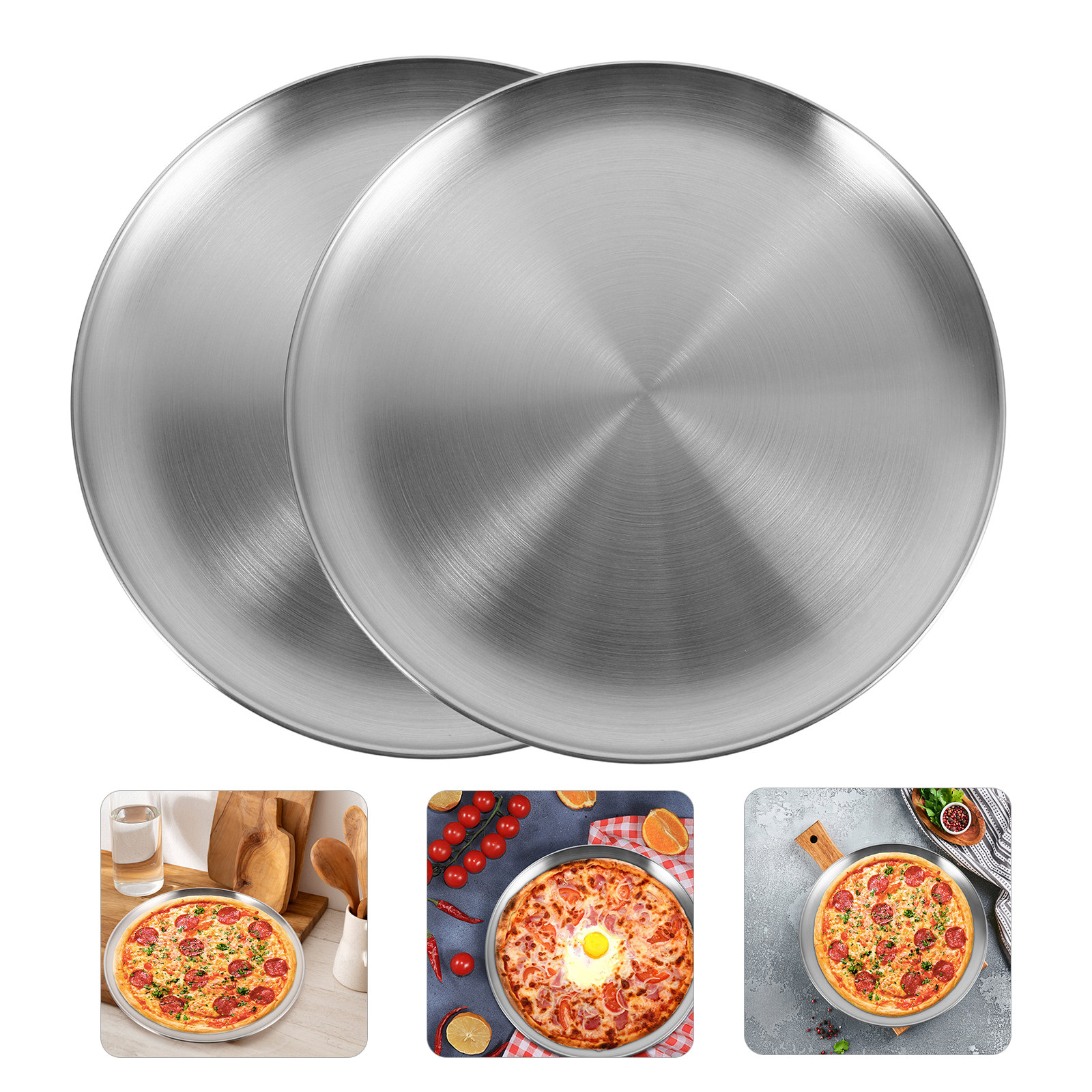 Pizza Stone Baking - 2 قطعة صينية بيتزا دائرية من