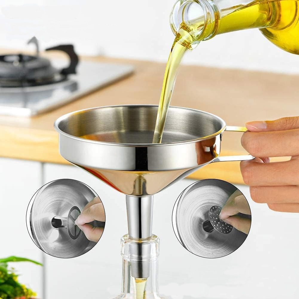 1 قطعة قمع زيت طهي من الستانلس - مراجعة Kitchen Gadgets For Arthritic Hands وسعره