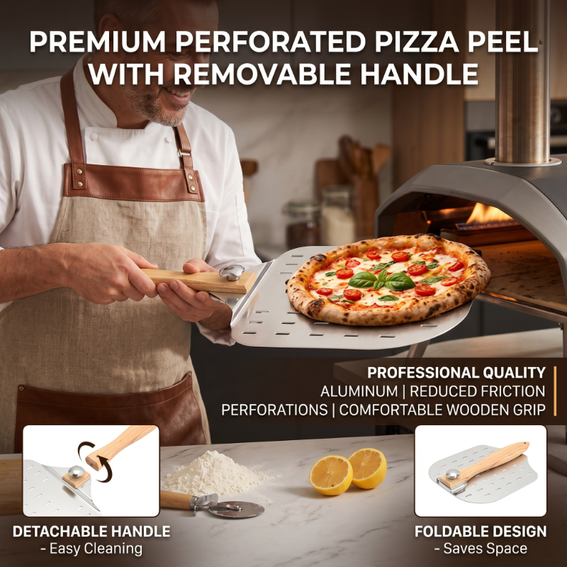 أداة خبز بيتزا مثقوبة مع مقبض  - مراجعة Pizza Stone Baking وسعره
