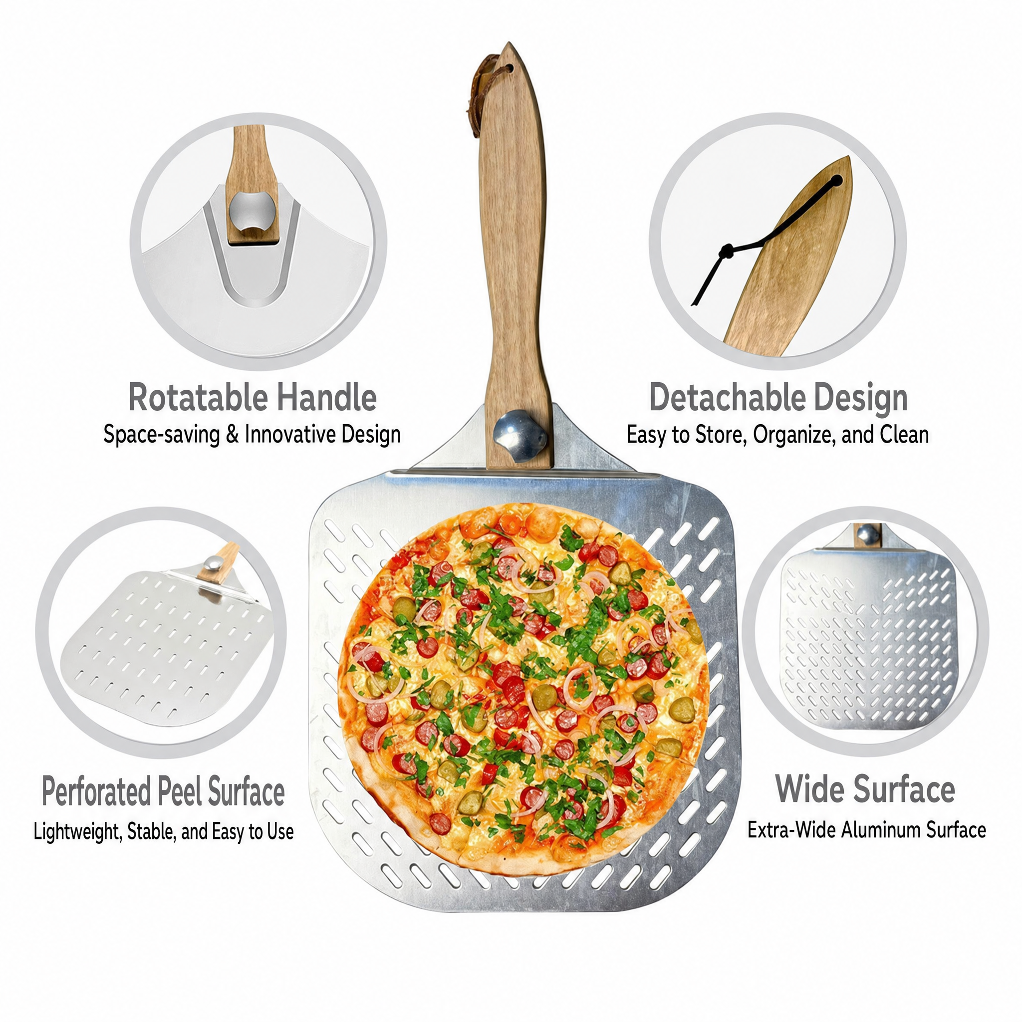 أداة خبز بيتزا مثقوبة مع مقبض  - مراجعة Pizza Stone Baking وسعره